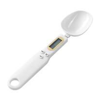Skaitmeninės šaukštinės svarstyklės virtuvei 500g/ 0.1g Didelio tikslumo Nešiojamos elektroninės mini svarstyklės LCD balta