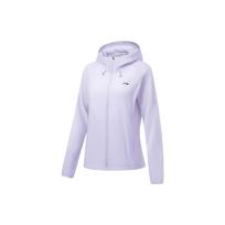 Li Ning Bėgimo serija Vienspalvė striukė su užtrauktuku ir gobtuvu, ilgomis rankovėmis, apsauganti nuo saulės, moteriškos striukės Šviesiai violetinė AFDT182-5 S white