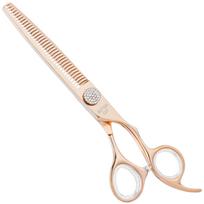 Geib Crystal Gold Shark Tooth Blender 7.0 - vienpusės retinimo žirklės aukso spalvos, 36 dantų
