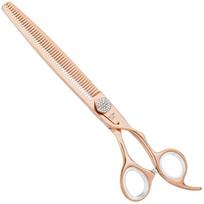 Geib Crystal Gold Shark Tooth Blender 8.0 - vienpusės retinimo žirklės, auksinės spalvos, 50 dantukų