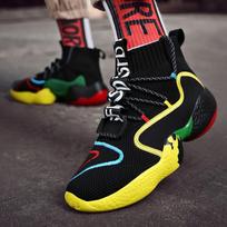 Men Casual Shoes For Men Sneakers Summer Tenis Masculino Breathable Krasovki Lace-up Colorful Sock Shoes Chaussures Pour Hommes 39 geltona