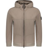 Stone Island FW24 Vėjo nepraleidžianti, vandeniui atspari, kvėpuojanti soft shell striukė su gobtuvu ir užtrauktuku, Fleece striukė Unisex striukės Chaki 8115Q0322-V0075 XL