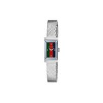 Gucci Kvarcinis laikrodis Nerūdijančio plieno apyrankė Raudonas ciferblatas Vintažinė tendencija Austas Bičių Moteriški laikrodžiai Sidabrinis YA147510 Regular Watch Box,Brand-New Out of Warranty gray