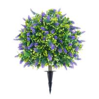 Artificial Lavender Topiary Ball UV Resistant Fake Boxwood Shrub Bushes with Ground Spike Faux Evergreen Tree Plant for Porch Patio Planter Decor 1pc A