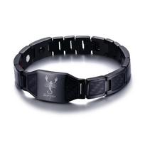 Personalized Constellations Zodiac Sagittarius Black Stainless Steel Carbon Men Bracelet Bio Therapy Adjust Tool