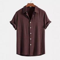 Shirt, Men's Stand-Up Collar Fashion Casual Versatile Slim-fit Cotton and Linen Suit Classic Trend S
