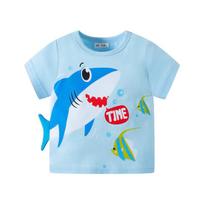 Betop Children's 3D Shark Cotton T-Shirt - Boys' Summer Short Sleeve 90 cm
