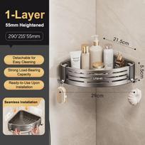 Corner Shower Shelf with Suction Cups 1-Pack Stainless Steel No-Drill Anti-Rust for Easy Bathroom Organization A1
