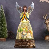 Angel Figurine Night Light Christmas Snow Globe Music Box Table Centerpiece Collectible Decoration for Christmas Gifts