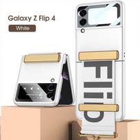 Ultra-Thin Phone Case for Samsung Galaxy Z Flip 4 Fashion All-inclusive Shell with Wristband Bracket Cover for Galaxy Z Flip 3 For Galaxy Z Flip 4 balta