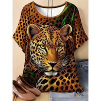 Leopard Tiger Wolf T-Shirts Animal 3D Print Summer Women's Short Sleeve T Shirt Casual Harajuku Tops Female Tees Clothing S