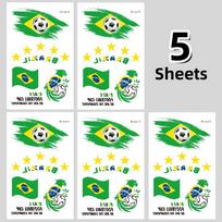 5 Sheets Brazil Flag Temporary Tattoo Stickers for Sports Events Fan Gatherings Football Competitions Festivals Face Stickers