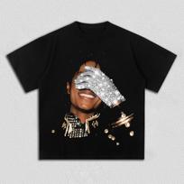 Vasarinis vyriškas MJ Michael Jackson spausdintas medvilninis neutralus apvalios iškirptės trumpomis rankovėmis madingas hiphopo marškinėlis vyrams ir moterims gerbėjo dovana S