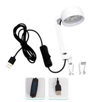 Adjustable Mini Clip-on Aquarium Lamp 5W USB LED Aquarium Light Energy Saving Rotation Fish Tank Clip Lamp Aquarium Accessories (White,CN Plug) balta