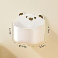 Cartoon Bear Wall-Mounted Storage Box: Punch-Free Kitchen Organizer for Onion, Ginger, Garlic - Blue