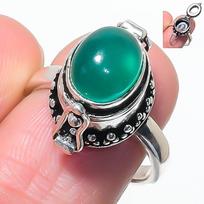 Natural Green Onyx Gemstone 925 Sterling Silver Jewelry Ring Size 8.5 AR-17309