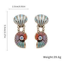 Inlaid Rhinestone Shell Conch Jewelry Colorful Double-layer Necklace  Formal Occasions Earrings