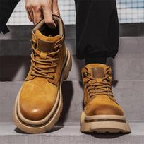 Martin boots new autumn British style retro leather rhubarb boots heightening sports high-top boots 38 [standard leather shoe size] auksinė