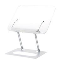 Ergonomiškas akrilinis knygų stovas, reguliuojamo aukščio ir kampo, skirtas skaitymui, mokymuisi ir gaminimui, sulankstomas, nešiojamas dizainas white