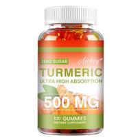 Turmeric gummies, 500 mg per serving, all-natural, support joint, bone and skin health, enhance absorption. 100 beige