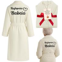 Women's Bathrobe For Grandma With Embroidery Best Grandma S/M Ecru [M-Bathrobe6]
