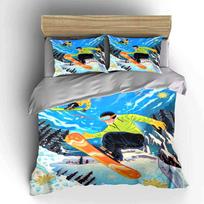 Snowboarding Gear Set Outdoor Sports Soft Comfortable Duvet Cover Bedding Set Included 1*Duvet Cover & 2*Pillowcases, Gift EU Twin 135X200cm&set
