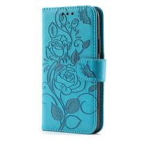Book Case For Samsung Galaxy S25 Ultra S24 FE S21 S22 S23 Plus Ultra 3D flower wallet Card Slot Photo Frame Girl Women fashion Galaxy S25 FE dangaus mėlyna spalva