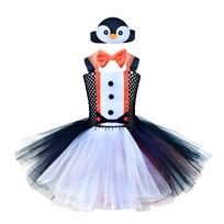 Girls Penguin Tutu Dress Halloween Party Kids Penguin Role Play Stage Performance Outfit 6-12m juoda