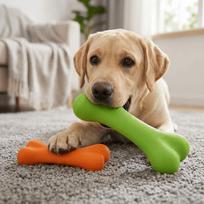 Bone Shaped Bone Dog Toy Solid Rubber Texture Puppy Molar Toy  Daily Oral Cleaning oranžinė