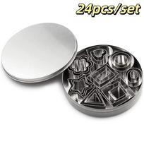 New Multi-piece Set Stainless Steel Cookie Cutter Mini Geometric Shapes Biscuit Slicer DIY Pastry Mold Baking Accessories