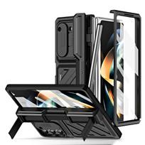 for Samsung Galaxy Z Fold 6 5 4 Hinge Protection Stylus Case, with Glass Front Film & Slide Lens Cover Ultra Drop-proof Cover For Galaxy Z Fold 4 juoda