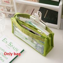 Six Layer Large Capacity Pencil Case Stationery Supplies High Appearance Transparent PVC Storage Stationery Bag žalia