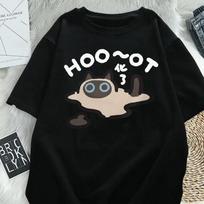 Cat T-shirt Retro High Street Trend Cartoon Print Round Neck Top Women Clothing Fashion Vintage Clothes S