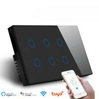 Wifi Smart Touch Light Wall Switch Interruptor Glass Panel 8 Gang 147*86mm Tuya App SmartLife Compatible with Alexa Google Home juoda