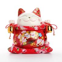 10 inch Ceramic Maneki Neko Ornament Lucky Cat Money Box Fortune Cat Figurine Porcelain Coin Bank FENG SHUI Decoration