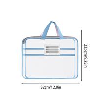 1PC Stationery Storage Bag Double-layer Mesh Zipper Bag Large Capacity Organizer Folders School Office Supplies Stationary Bag mėlyna