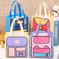 4Pcs Cute School Bag Non-woven Stationery Toy Gift Packing Bags Cute Shopping Tote Candy Bag for Kids Birthday Party Decoration 22x22x9cm