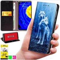 Etui Typu Portfel Do Motorola Moto G06 / G06 Power - Pokrowiec Bluemoon Nadruk + Szkło 9H