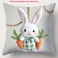 Easter Bunny Carrot Egg Pillow 2D Flat Printing Polyester pillowcase,sofa decorative cushion cov Headboard Pillow 40x40cm