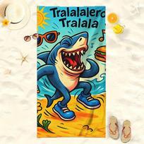 Tralalero Cartoon Shark Beach Towel Party Theme Sunglasses Burger Design for Pool Beach Camping Cruise Summer Essential Gift 40X60CM