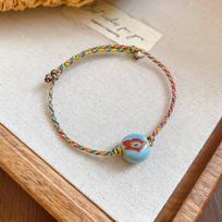 Bohemian style color rope ceramic flower couple bracelet retro temperament hand rope personality niche design sense jewelry