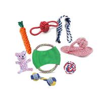 8 vnt šunų virvių žaislų rinkinys Tvirtas, stiprus kramtomasis mazgas žaislai šuniuko meškiuko medvilniniai naminių gyvūnėlių žaislai 8PCS green