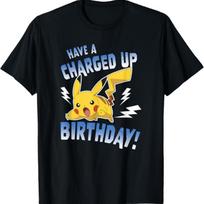 Pokémon Birthday Pikachu Charged Up T-Shirt S juoda
