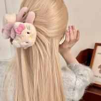 Cute Anime Kitty Cat Plush Hair Claw Shark Clip Barrettes Crab Hair Clips For Women Hairgrips Autumn Winter Hair Accessories