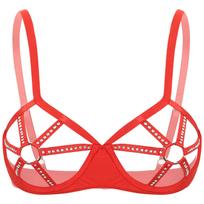 Perregima balconette liemenėlė moterims su lankeliais, push-up efektu ir cirkonio detalėmis S-5XL M raudona