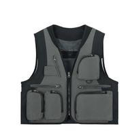 Multifunctional Outdoor Vest with Multiple Pockets for Catering, BBQ, and Skewers - Custom Logo Available Large tamsiai pilka spalva