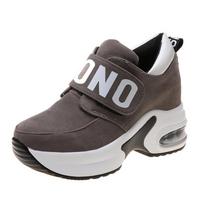Women's Vulcanized Thick Soled Sports Shoes, Women's Elastic Wedge Heel Casual Shoes, 2026 Spring and Autumn Lace Up 35 pilka spalva