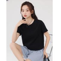 MJ STYLE Women's Pure Cotton Short Sleeve T-Shirt 2026 Summer Slim Fit Casual Versatile Petite Half Sleeve Top S juoda