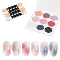 Coikaze Gradient Nail 9 Gel Nail with 4 Sponge Tips Powder, Colors, Powder, Gradient, (02 Palette)