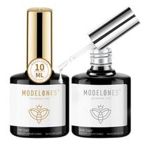 Modelones Gel Nail Top Coat Base Coat 10ml No Wiping Large Fast Colored Gel Nails & 2-Pack, Non-Wipe, Required, Capacity, Drying, UV/LED Compatible,